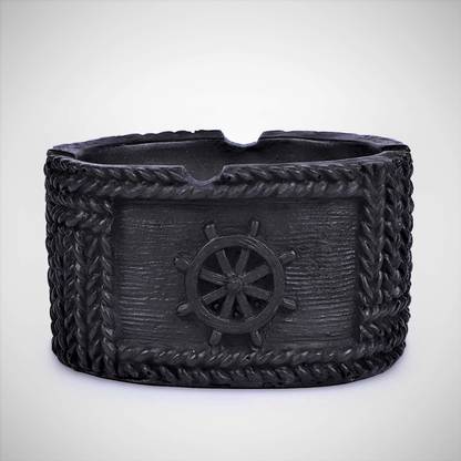 Inara Creation Oval Shape Boat Handle Cigarette Black Polyresin Ashtray