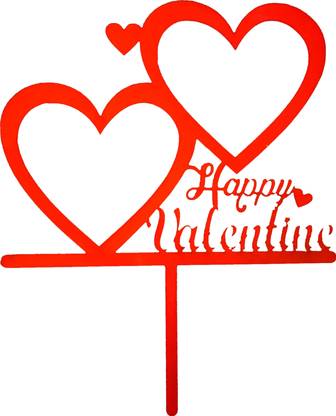 citc Red heart Shaped Photo frame Happy Anniversary cake topper Cake Topper