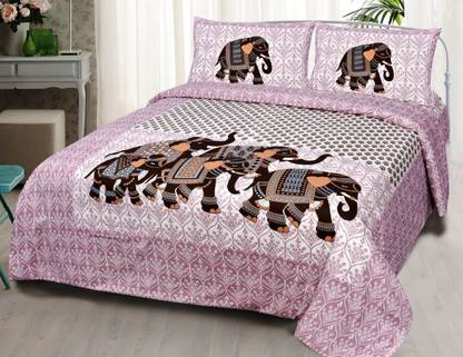 IkBedsheets 165 TC Cotton Queen Printed Flat Bedsheet