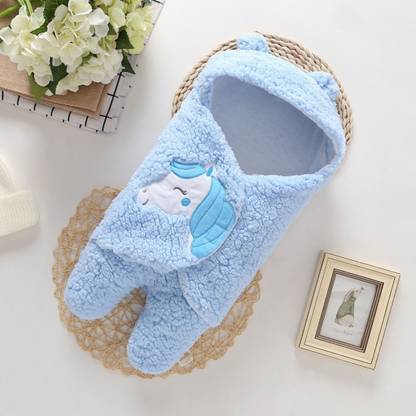 BRANDONN Embroidered Single Hooded Baby Blanket for  Mild Winter