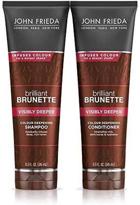 JOHN FRIEDA Brilliant Brunette Visibly Deeper Color Deepening Shampoo And Conditioner Set, 8.3 Ounce, For Natural And Color Treated