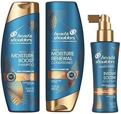 HEAD & SHOULDERS Head And Shoulders Shampoo, Conditioner, And Scalp Elixir Treatment Kit, Anti Dandruff, Royal Oils Collection With Cocon
