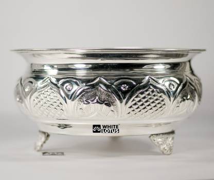 WHITE LOTUS German Silver Footed Center-Piece Fruit Bowl Silver Plated Decorative Platter