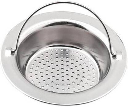 KitchenFest ® Stainless Steel Kitchen Sink Strainer with Handle, Filter Stopper Mesh Long Hair Food Blockages Cleaning Tool for Bathroom Kitchen Sink, 11cm Strainer