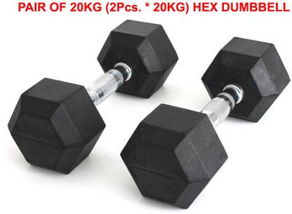L'AVENIR FITNESS (2pcs. 20kg = 40kg) Rubber Coated HEX Dumbbells + FITNESS ACCESSORIES Fixed Weight Dumbbell