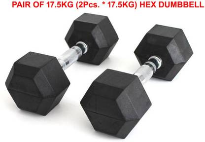 L'AVENIR FITNESS (2pcs. 17.5kg = 35kg) Rubber Coated HEX Dumbbells + FITNESS ACCESSORIES Fixed Weight Dumbbell