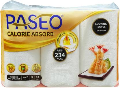 Paseo Calorie Absorb Kitchen Towel 70 Sheets x 3 Rolls (2 Ply)…