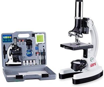 AmScope 120X-1200X 52-Pcs Kids Beginner Microscope Stem Kit With Metal Body Microscope, Plastic Slides, Led Light And Carrying