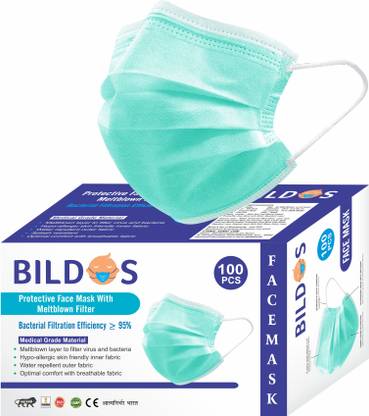 BILDOS Protective Melt blown Layer Face Mask with Inbuilt Nose Pin Daily Dust and Mouth droplet Protection Face Mask with Water Repellent Layer Surgical Mask With Melt Blown Fabric Layer