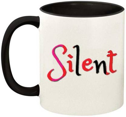 RSGiftery Printed Silent Inside Black & Handle Ceramic Coffee Ceramic Coffee Mug