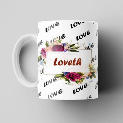 Beautum Love Loveth Romantic Name White Ceramic Coffee Best Gift For Loved Ones Model No:BNMLVY011040 Ceramic Coffee Mug