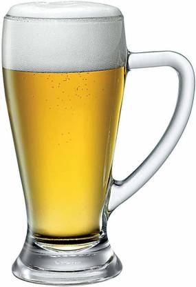 Toy Street Transparent Glass Beer with Handle Set of 2-Glass (650 ML Each) (Transparent) Glass Beer Mug