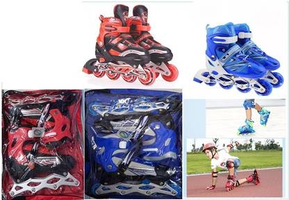 Galactic High Performance Inline Skates with PU Flashing Wheel Aluminum Body in-Line Skates with Adjustable Length (Multicolor) Quad Roller Skates - Size 4 to 12 UK
