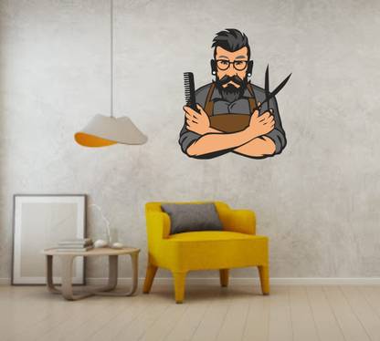Decoration Stickers 66 cm Salon Wall Stickers | Hair Salon Barber Shop Wall Decal Art | Vinyl Sticker Interior Window Decor DIY Hair Beauty Salon Wall Sticker (66X57 cm) Self Adhesive Sticker