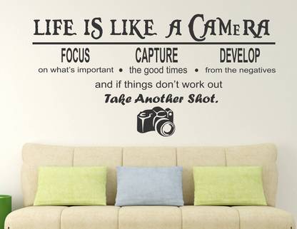 WALLSTICK 70 cm Life & Camera Quotes Removable Sticker