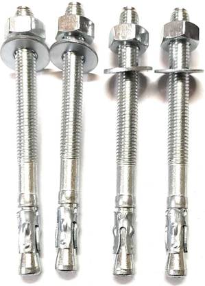 A C Engineers Wedge Type Fully Threaded Design Expansion Zinc Plated Anchor Bolts ( 8mm X 100mm ) Pack of 4 Pcs Wedge Anchor