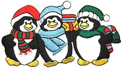 Cool ID 8099 Peuin Crors Ptch Chriss Winter Embroide Iron On Applique