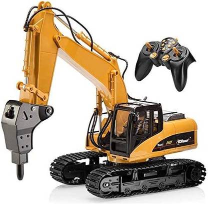 Top Race 15 Channel Full Functional Remote Control Excavator Construction Tractor, Excavator Toy With 2.4Ghz Transmitter And Met
