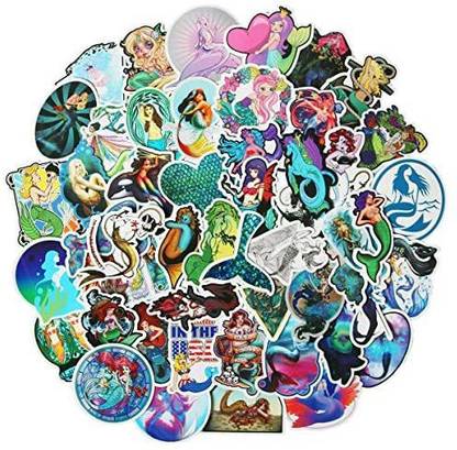 MS Girl Cute Mermaid Laptop Stickers Water Bottle Skateboard Motorcycle Phone Bicycle Luggage Guitar Bike Sticker Decal 50p
