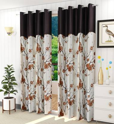 SKJ FURNISHINGS 335.28 cm (11 ft) Polyester Room Darkening Long Door Curtain (Pack Of 2)