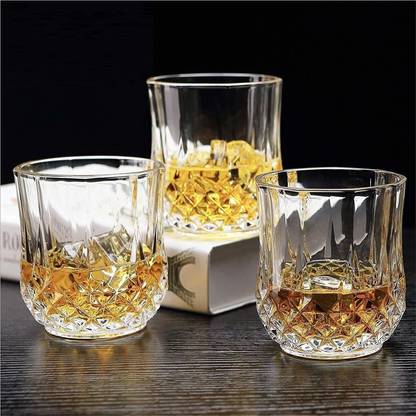 SWINGBYS (Pack of 6) Crystal Diamond Whiskey Glass | Unique Cool Whiskey Glasses Set for Scotch | Bourbon | Vodka | Liquor | Water Glass | Juice Glass | Wine Drink Glass | Crystal Glass | ( Set of 6 & 310 ml ) Glass Set Whisky Glass