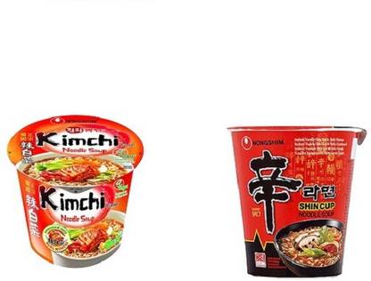 Nongshim Shin Ramyun & Kimchi Korean Style Instant Noodles Cup (1X68g)(1X75g) Instant Noodles Non-vegetarian