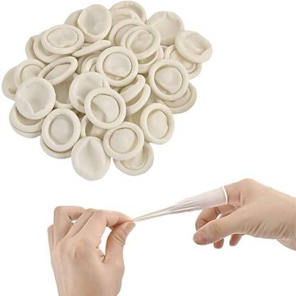 F8WARES Anti-Static Esd Safe Chlorinated Reusable Latex Rubber Finger Cots Finger Cover Finger Protectors Finger Applicators Fingertips Protector Disposable Free Size Finger Gloves ( Pack of 100) Latex, Rubber  Safety Gloves