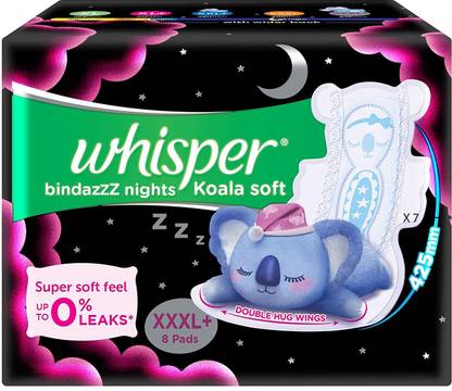 Whisper Ultra Night Sanitary Pads for Women, XXXL+ 8 Napkins Sanitary Pad