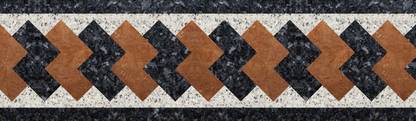 WALLDESIGN 304.8 cm Marble Stone Inlay Brown &amp; Black Design Tile Border - 3 inch width by 10 ft length - Small Self Adhesive Sticker