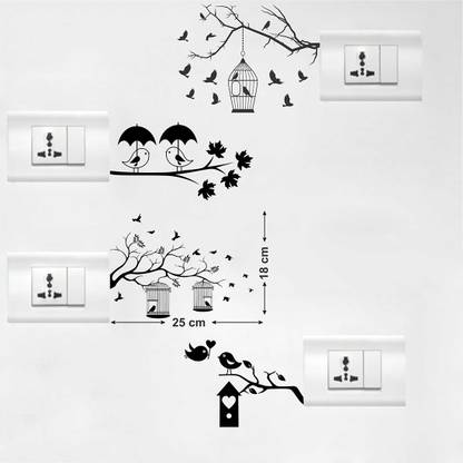 WALLDECORS 60.96 cm SPARROWS NEST SWITCH BOARD STICKER Self Adhesive Sticker