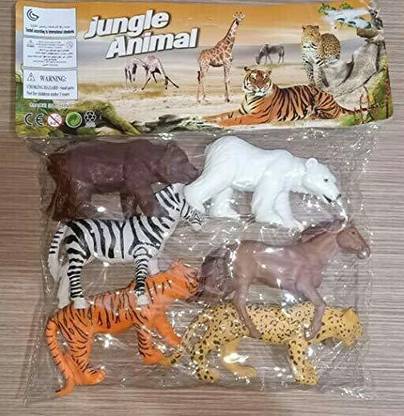 Abhik Enterprises 6 Medium Size Wild Animals Horse,Zebra,White Beer,Brown Beer, Panther