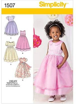 SCP 1507 Toddler Girl's Formal Dress Sewing Pattern, Sizes 1/2-3
