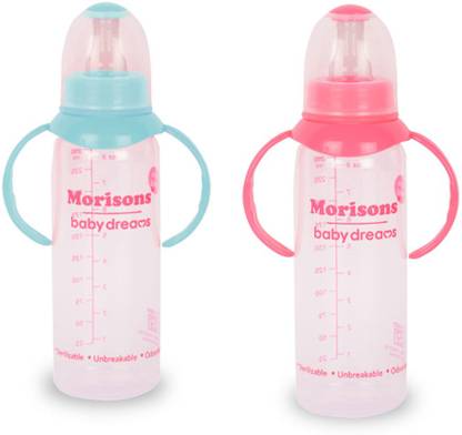 Morisons Baby Dreams Morisons Royal PP Bottle with handle-250ml-Pink & Green (Pack of 2) - 250 ml