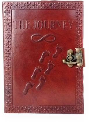 Coronal Leather Journals nice the journey design embossed in brown color brass lock for unique closer attractive diary A5 Journal Unruled 200 Pages