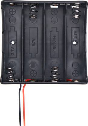 Electronic Spices 2PCS 18650 3.7V BATTERY 4 SLOTS BATTERY HOLDER BOX WITH WIRE LEADS Electronic Components Electronic Hobby Kit