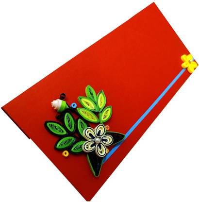ADCOM Adcom Handmade 3D Quilling Shagun Envelope (Pack of 1) Rectangular Shape (18.5cmX8.5cm) for Wedding, Baby Shower, Gifting, Festival by Women's Group Envelopes