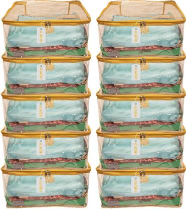 Ajabh High Quality Multipurpose Plain Transparent Saree/Garment Storage Bag (Pack Of 10) TPS00216