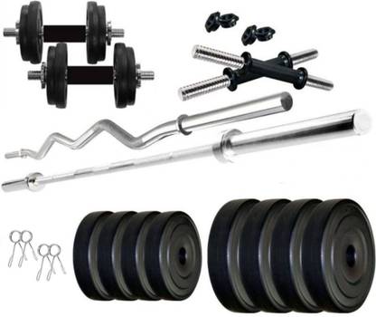 STARX 32 kg PVC Weight 3Ft Curl Rod and 4Ft Straight Rod Home Gym Combo Home Gym Combo