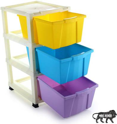 Dangfly 3XL Plastic Multipupose Storage Moduler Drawer Home & Office Foldable Drawers 3 Layer Storage Drawer -Multicolor (3xl Big Drawer) Plastic Free Standing Chest of Drawers