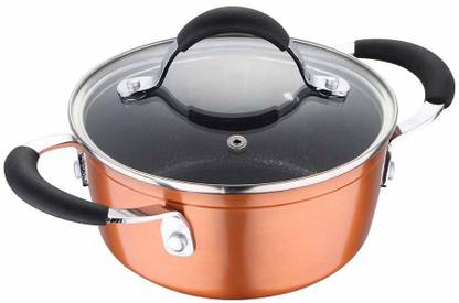 BERGNER Infinity Chefs Forged Aluminium with Glass Lid 20 cm Induction Base Non-Stick Cook and Serve Casserole