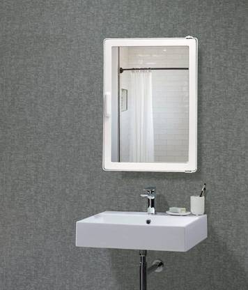 Burhani White Color SMALL SIZE High Quality ABS Plastic Full Mirror Bathroom / Medicine Storage Cabinet Acrylic Wall Shelf
