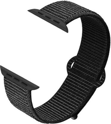 Tingtong Soft Lightweight Breathable Nylon Loop Sport 42mm/44mm/45mm Black with Platinum Smart Watch Strap