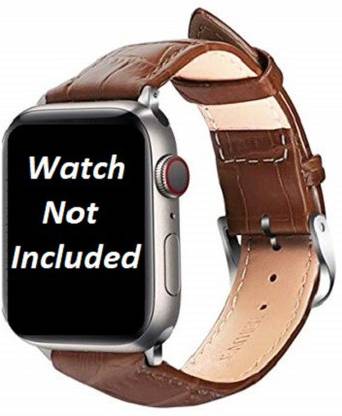 TINGTONG Croc Style Leather Loop 42mm/44mm Band with Adjustable Closure Wrist Light Brown Smart Watch Strap
