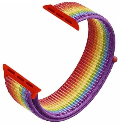 Tingtong Soft Lightweight Breathable Nylon Loop Sport 42mm/44mm/45mm Rainbow Smart Watch Strap