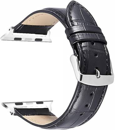 Slugabed Croc Style Leather Loop 42mm/44mm Band with Adjustable Closure Wrist Black Smart Watch Strap