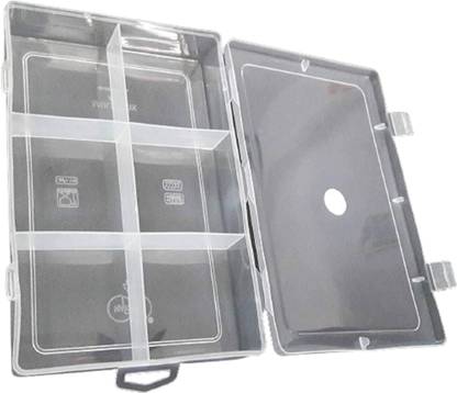 AMMEDARSHAN Plastic Grid Box Organizer for Jewelry, Hair Pins, Medicines, Craft Material, Hardware with 6 Partitions/Sections Storage Box