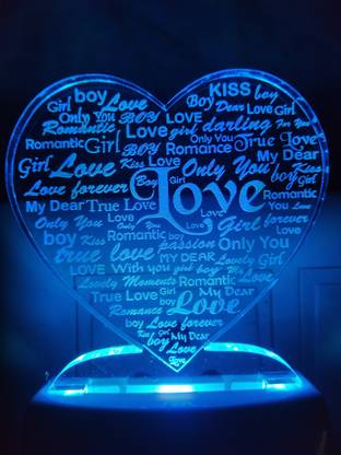 CLARIPLUS Beautiful Love Girl,Love Boy,Romentic Love Heart 3D Multi colour Night Lamp (multi colour,Pack Of 1) Night Lamp