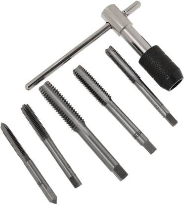 AASONS 6 pcs HSS Tap Set AASONS Metric Tap and Dies Set M6 or M7 or M8 or M10 or M12 Tap Wrench