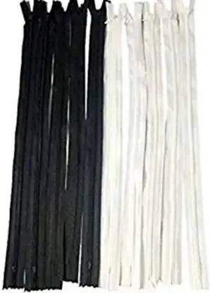 UNIQUE RETAIL 5 Black 5 white zips White, Black Nylon Invisible Zipper
