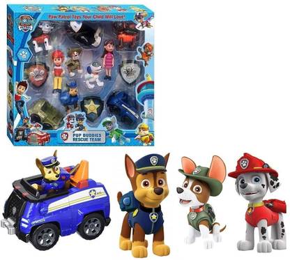 Astha Enterprise Kids Unbreakable 13 in 1 Paw Patrol Pup Buddies Rescue Team Figure Toy Set for Kids (Multi Color-Multi Design)